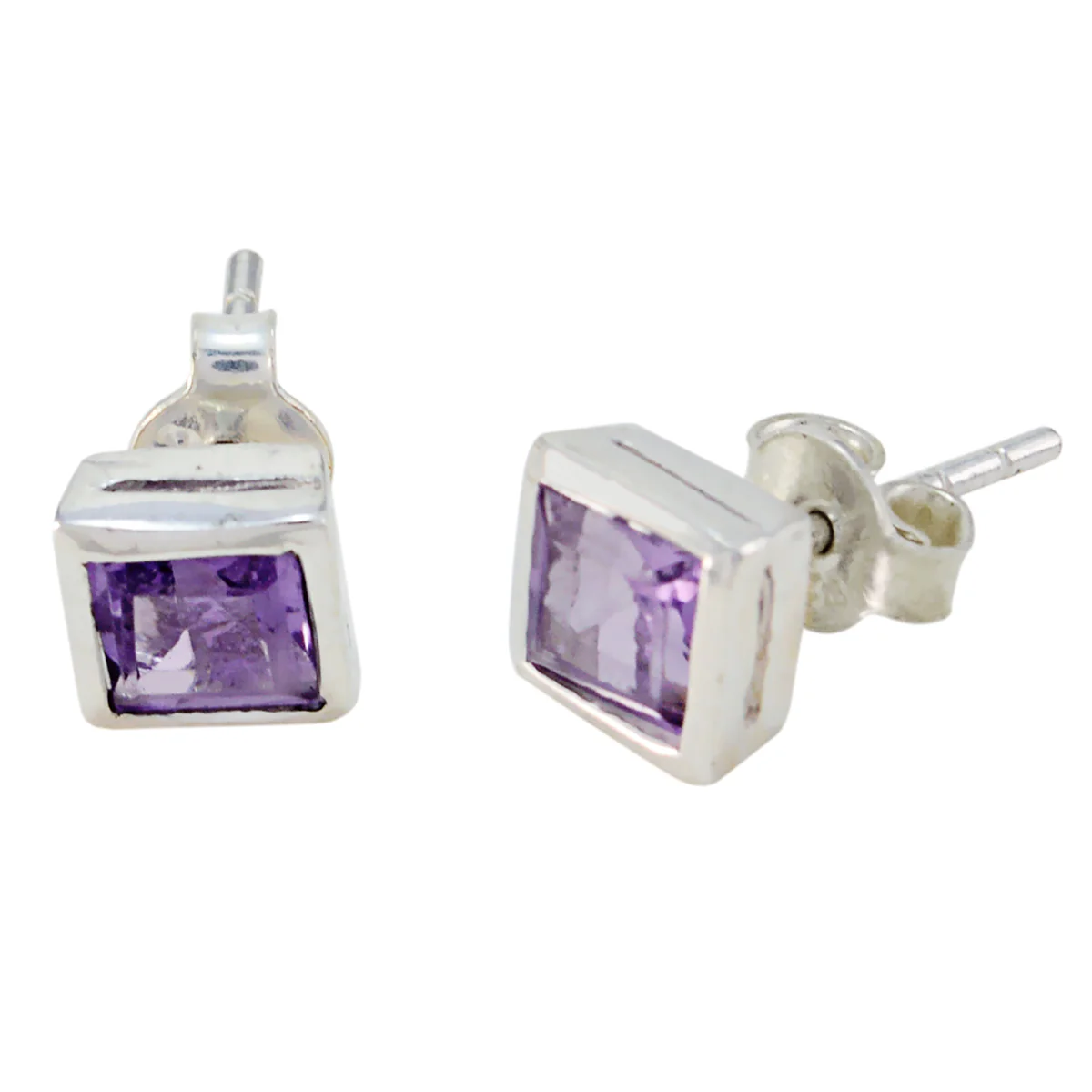 Amethyst Spanish Sophia Solitaire Stud Purple 925 Sterling Silver Earring - Image 3
