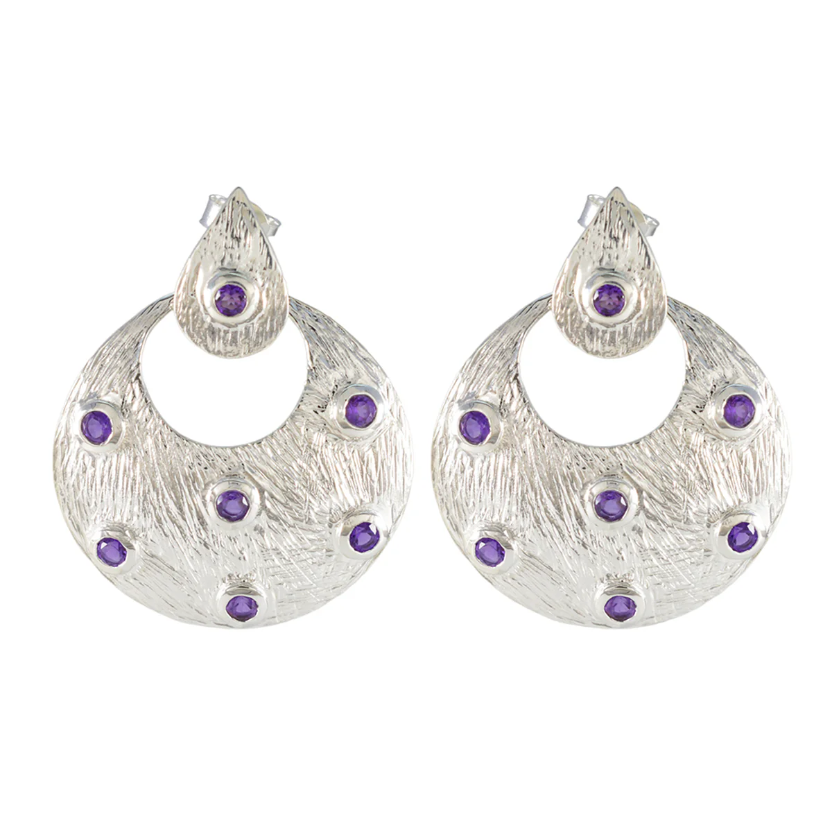 Amethyst Spanish Wen multiple Stud Purple 92.5 Silver Earring