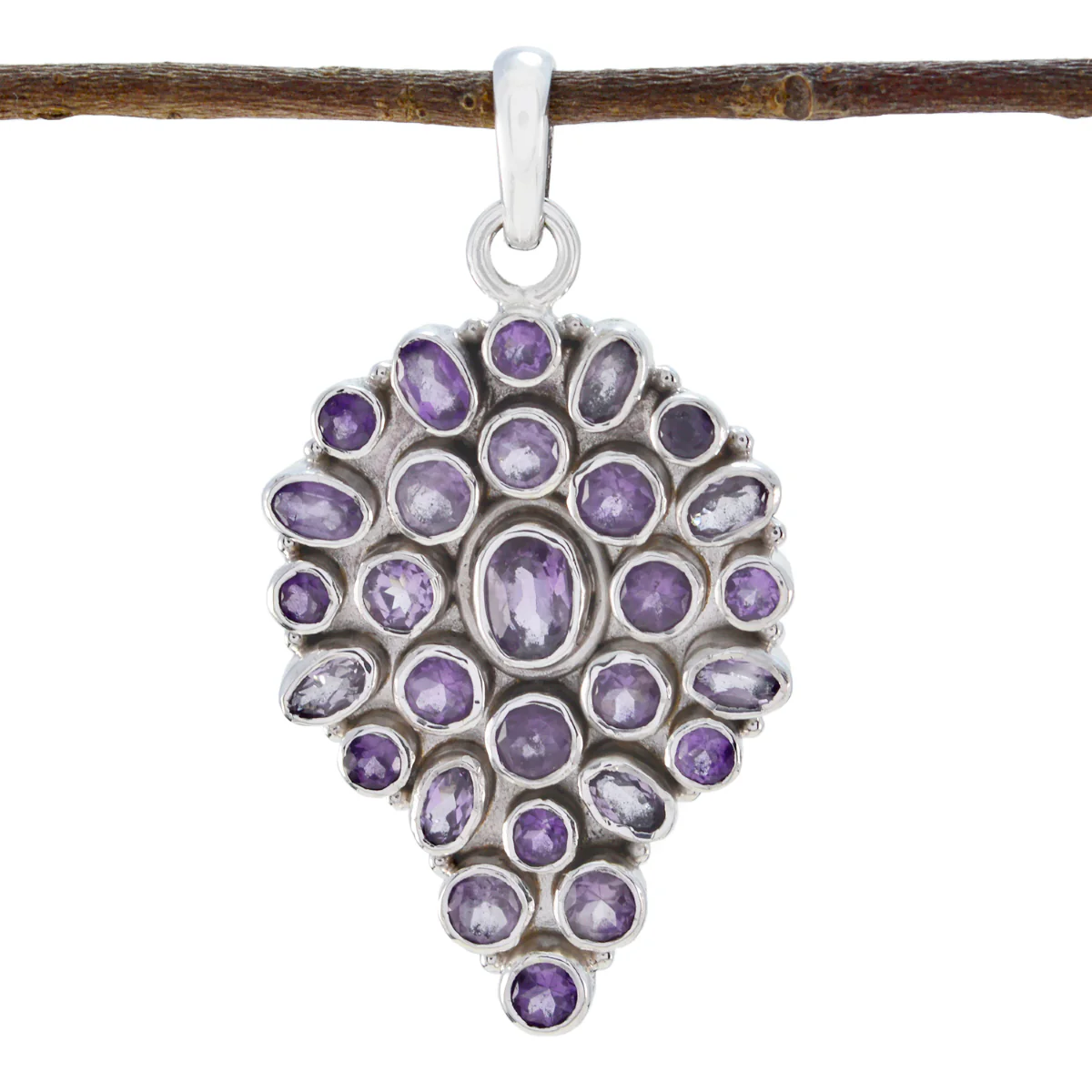 Amethyst Statement American Sterling Silver multiple Inès Sophisticated Purple Pendant Jewellery
