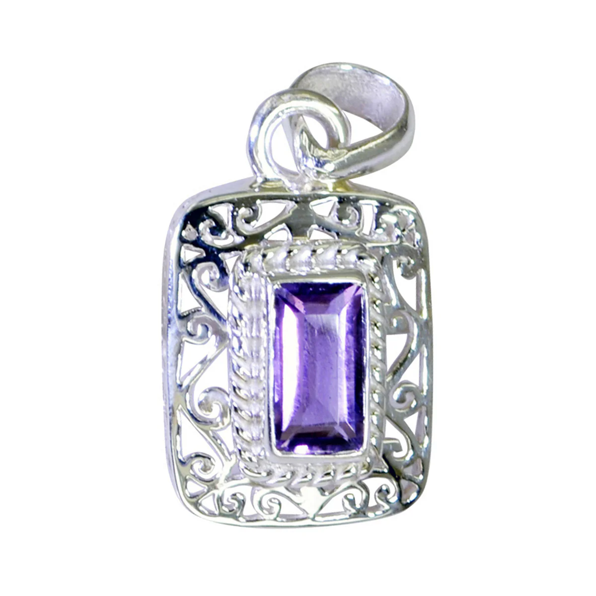 Amethyst Statement Mexican 92.5 Silver Solitaire Pauline antique Purple Pendant Jewellery