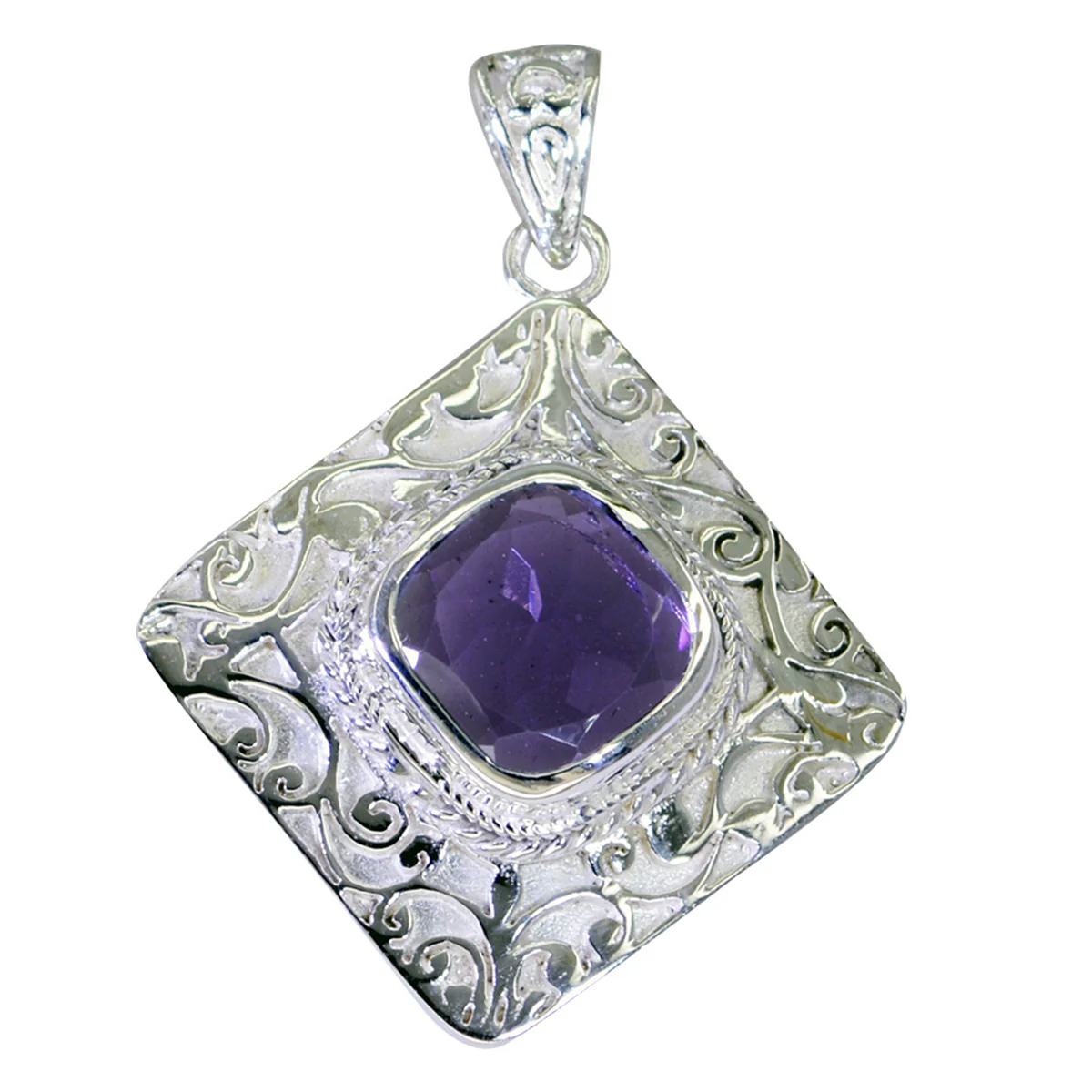 Amethyst Statement Spanish Silver Solitaire Pauline antique Purple Pendant Jewelry - Image 3