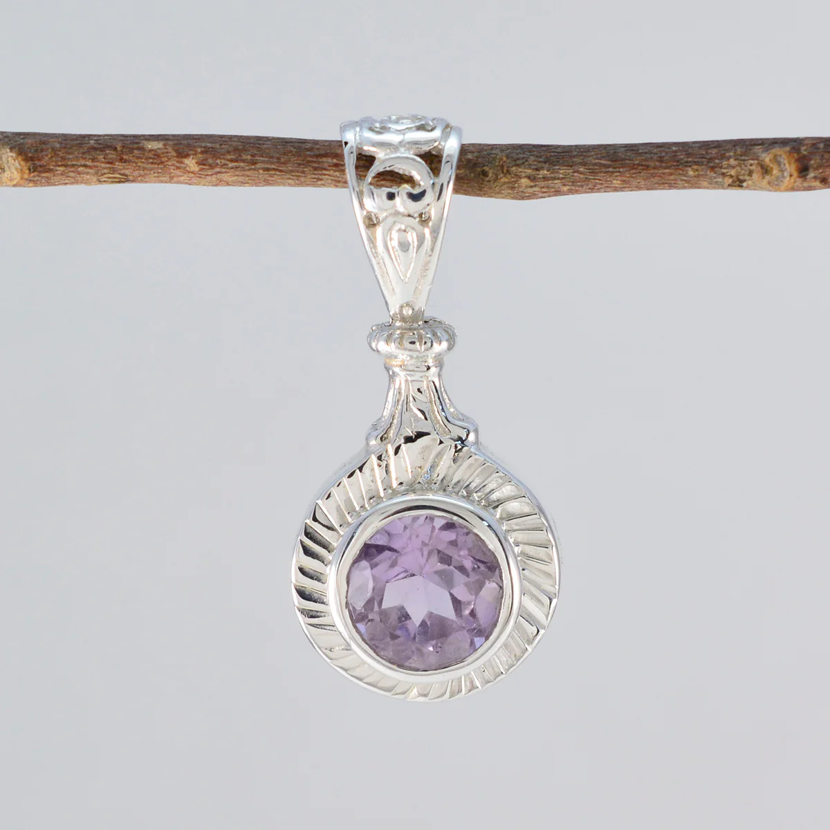 Amethyst Tiny French 925 Silver Solitaire Sarah Engagement Purple Pendant Jewelry - Image 2