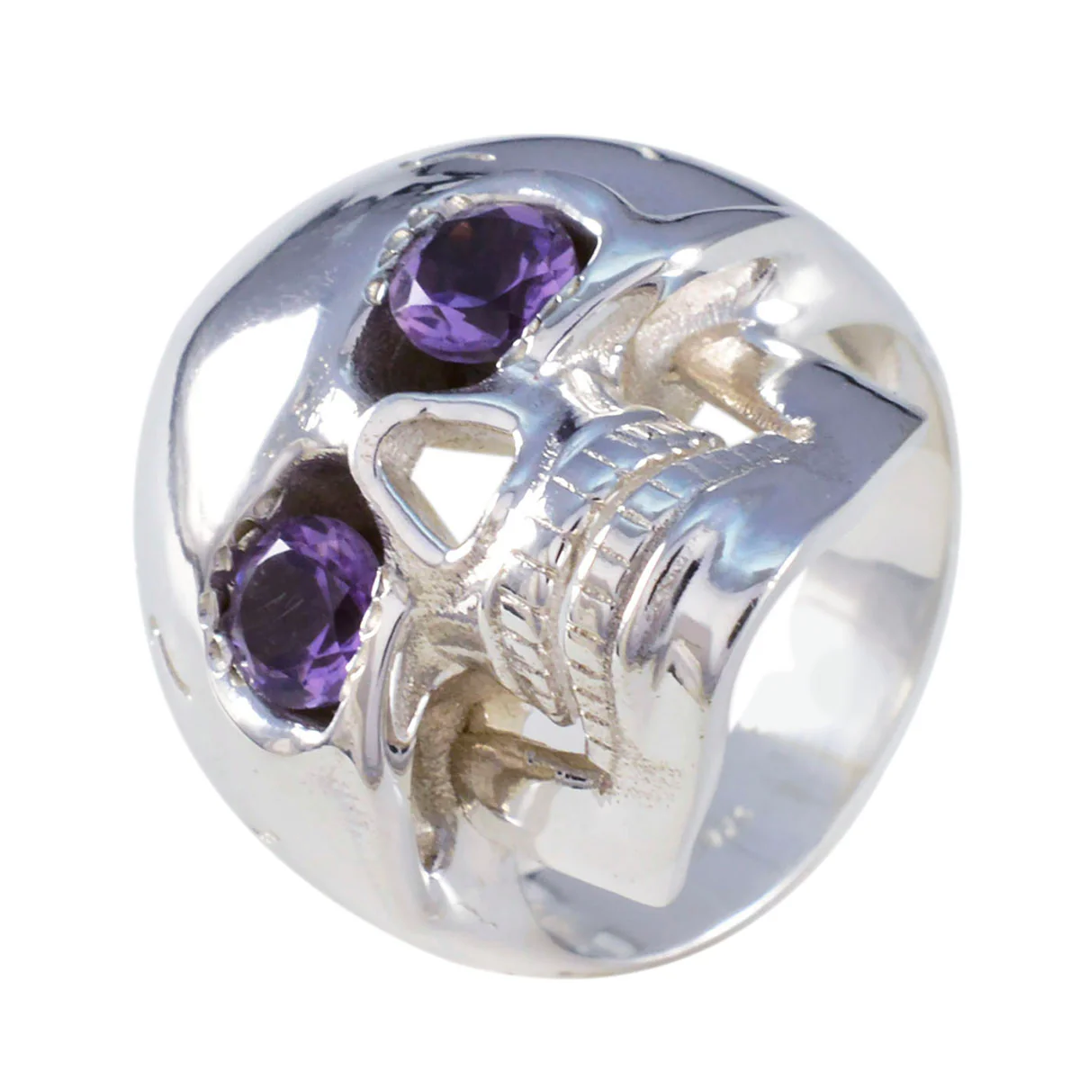 Amethyst Toi et Moi Egyptian 92.5 Silver Purple Gems Statement Signet Ring Jewellery - Image 2
