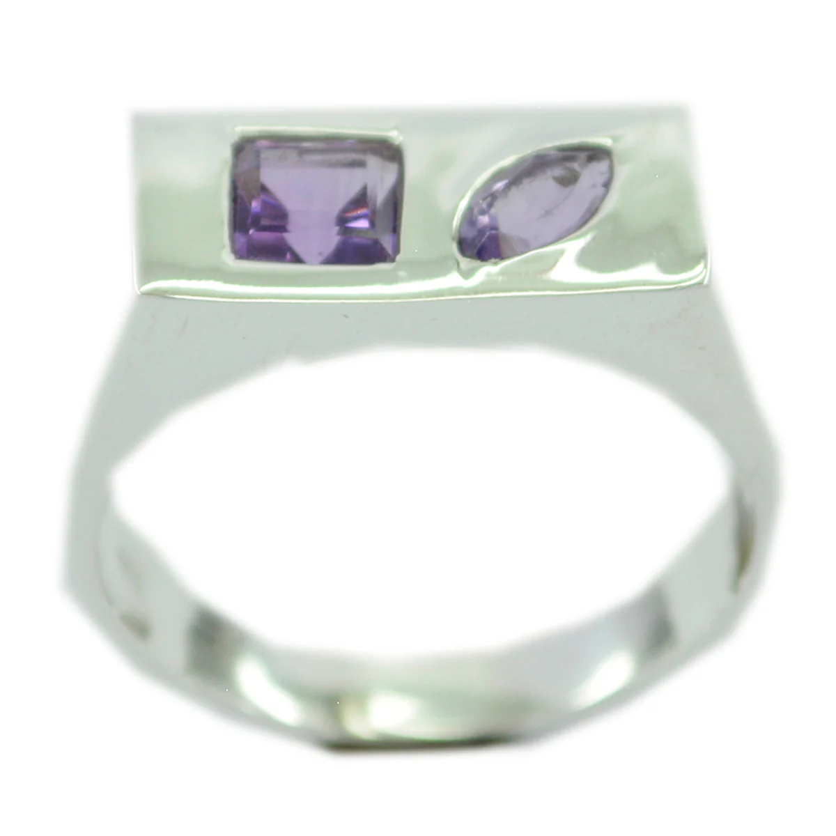 Amethyst Toi et Moi Egyptian 925 Silver Purple Gemstone Slim Modern Ring Jewellery - Image 2