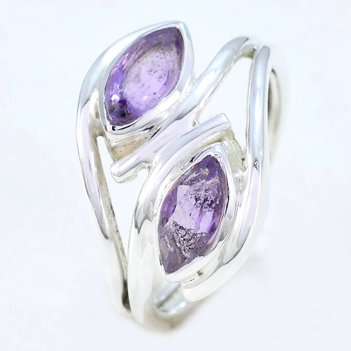 Amethyst Toi et Moi Indian 92.5 Silver Purple Gems Slim Fairytale Ring Jewelry - Image 2