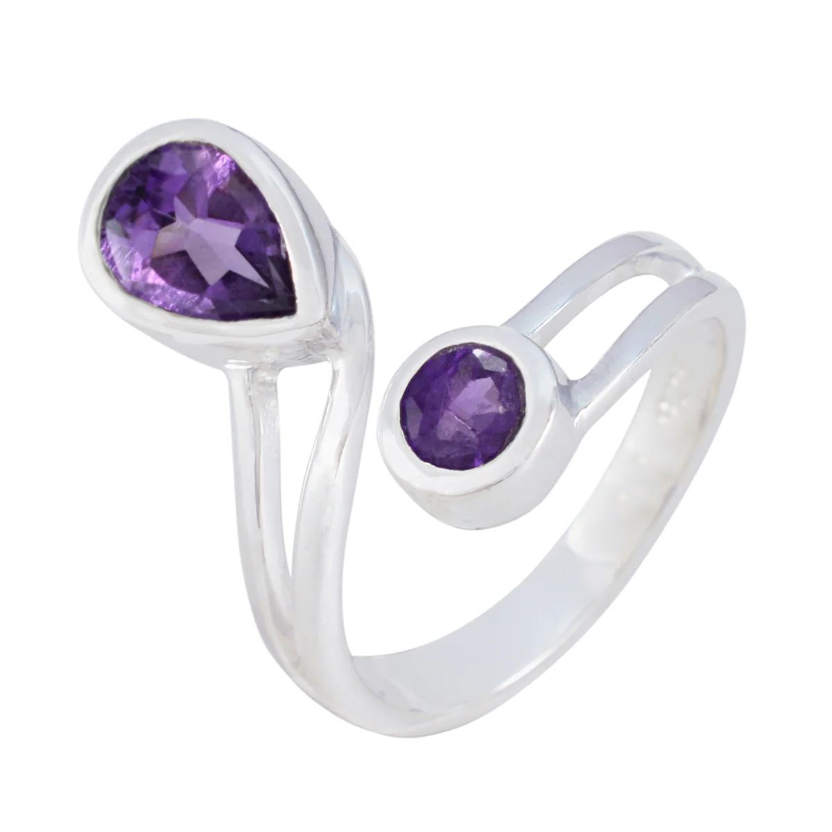 Amethyst Toi et Moi Moroccan Silver Purple Gems Tiny Romantic Ring Jewelry - Image 2