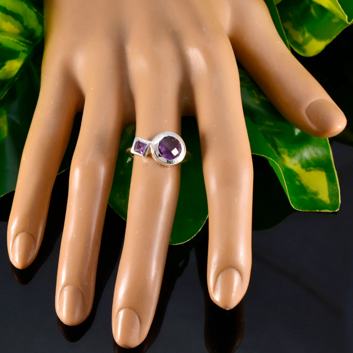 Amethyst Toi et Moi Turkish 92.5 Silver Purple Gemstone Dainty Modern Ring Jewelry - Image 5