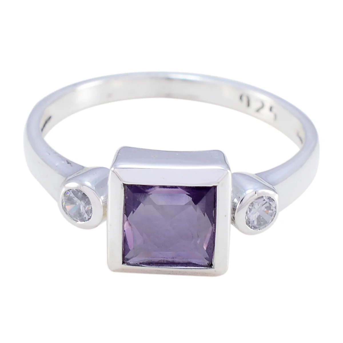 Amethyst Trilogy American Silver Purple Gems Whisper-thin Feminine Ring Jewellery