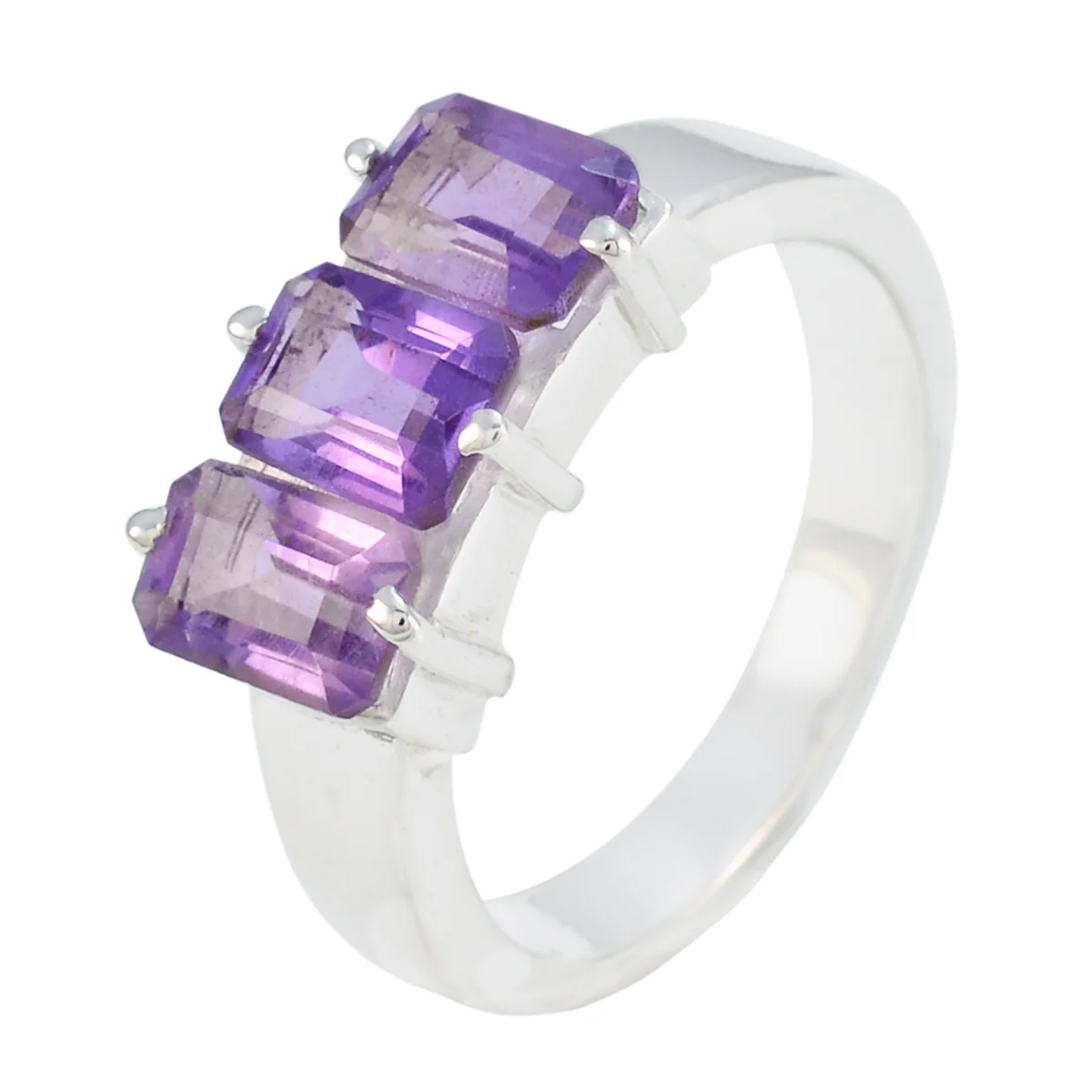 Amethyst Trilogy Turkish 925 Sterling Silver Purple Gemstones Whisper-thin Romantic Ring Jewellery - Image 2