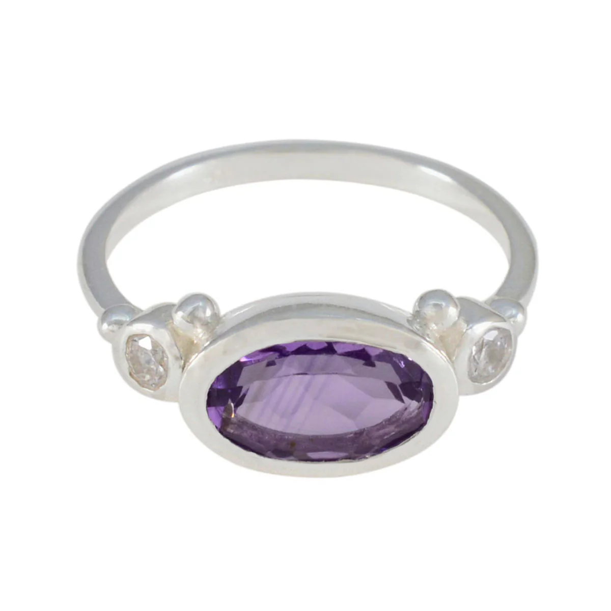 Amethyst Trilogy Turkish Silver Purple Gemstone Whisper-thin Abstract Ring Jewellery