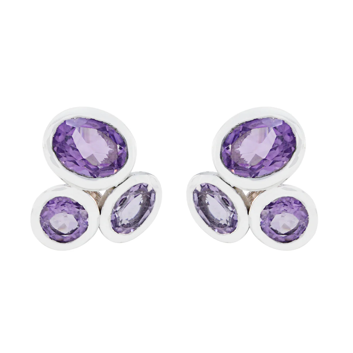 Amethyst Turkish Min-seo multiple Stud Purple Silver Earring