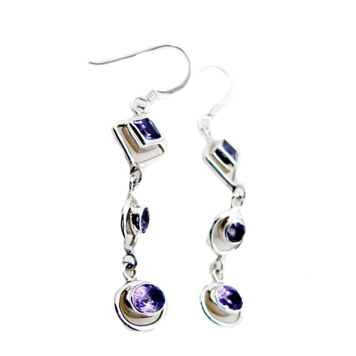 Amethyst Turkish Sofía multiple Dangle Purple Silver Earring