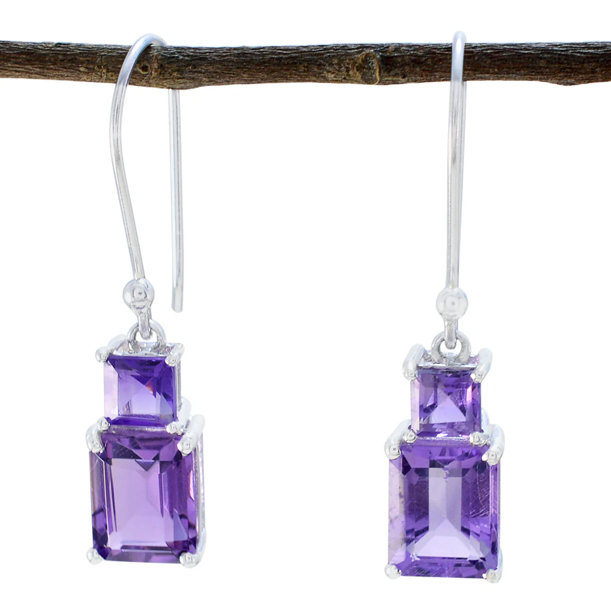 Amethyst Turkish Soo-jin multiple Dangle Purple Silver Earring