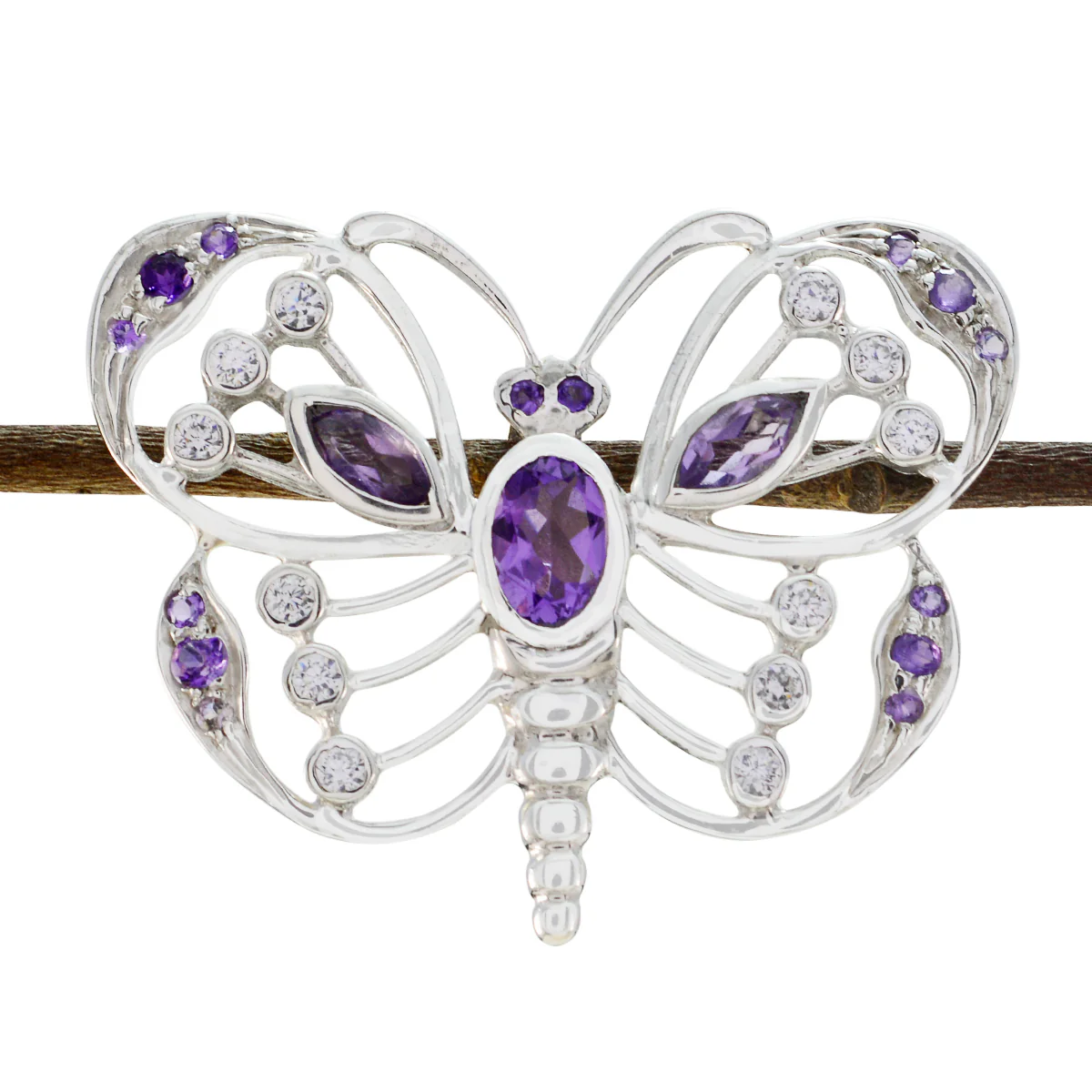 Amethyst Whisper-thin Australian 92.5 Silver multiple Isadora Abstract Purple Pendant Jewellery