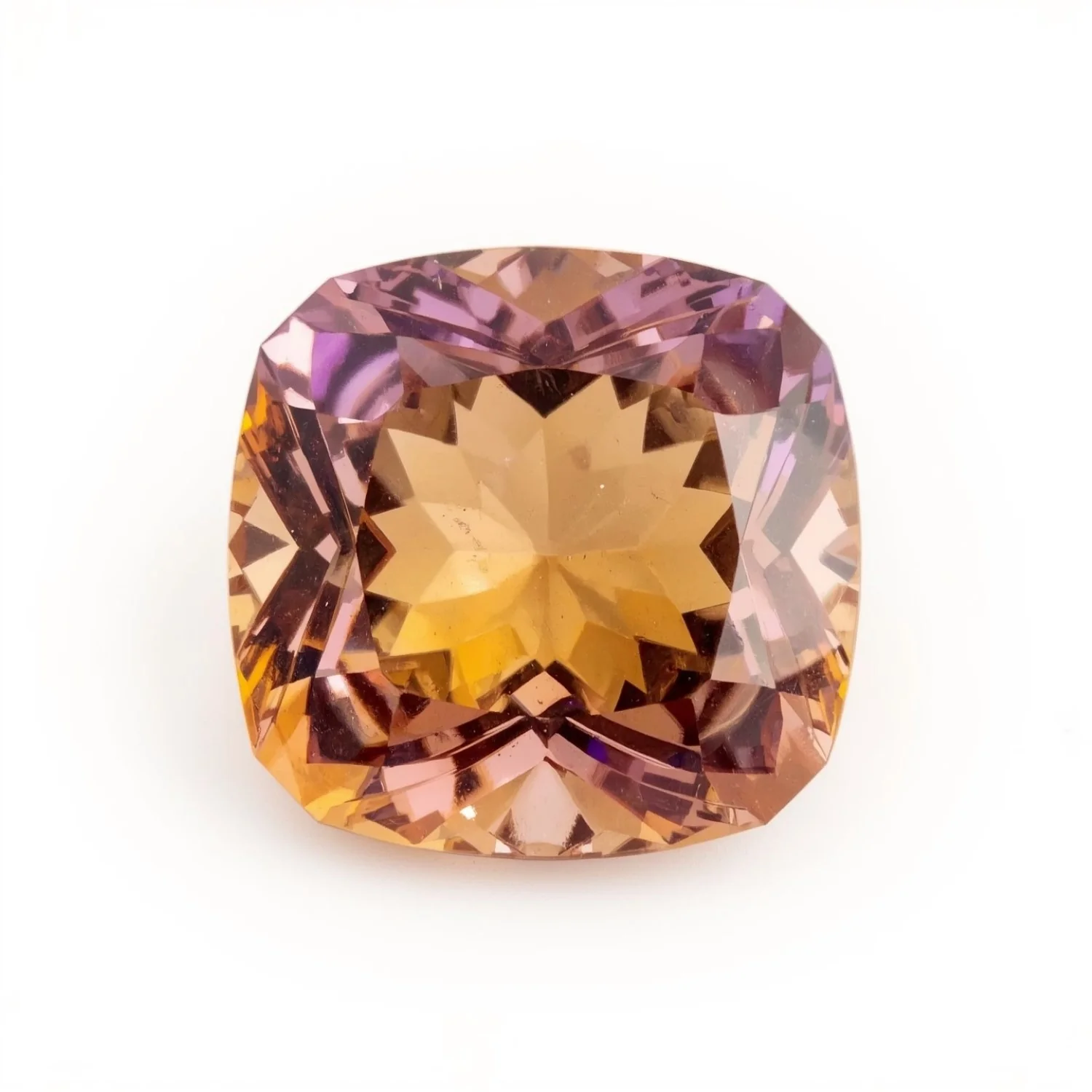 Ametrine 1PC Large 10x10 MM Cushion Faceted Multicolor Shine Semi Precious Loose Gems