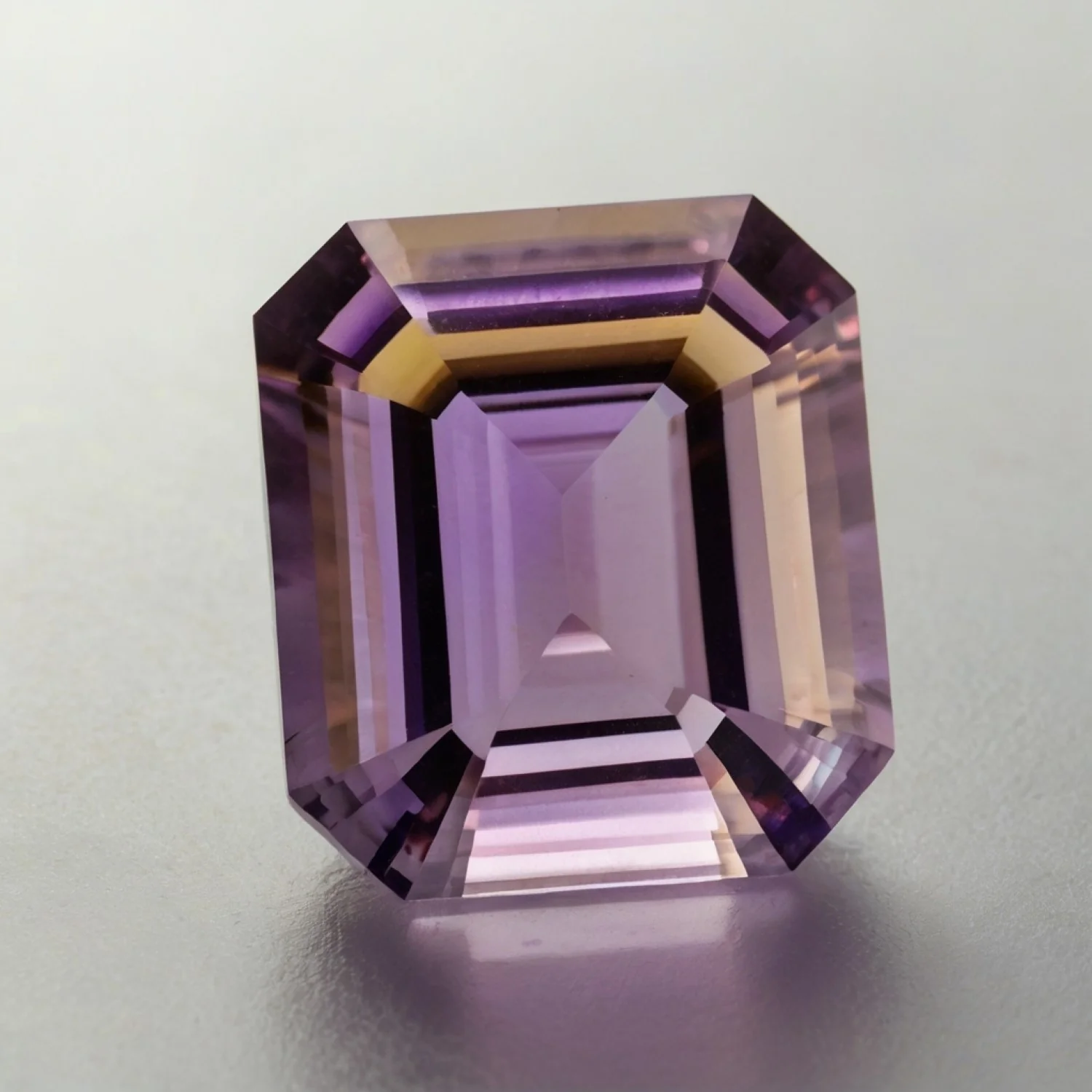 Ametrine 1PC Large 10x12 MM Emerald Faceted Multicolor Polished Semi Precious Loose Gems