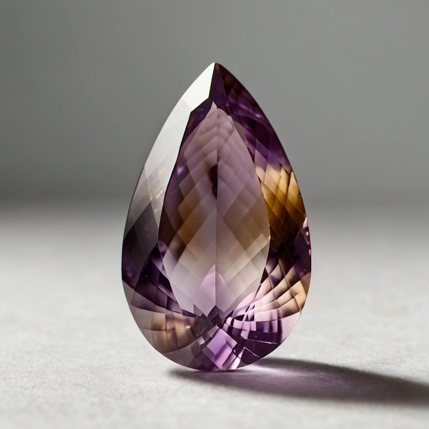 Ametrine 1PC Large 9x11 MM Pear Faceted Multicolor Luster Semi Precious Loose Gems - Image 2