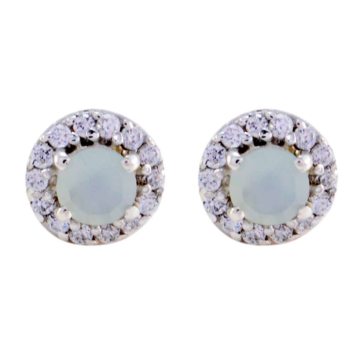 Aqua Chalcedony German Skylar multiple Stud Green Silver Earring