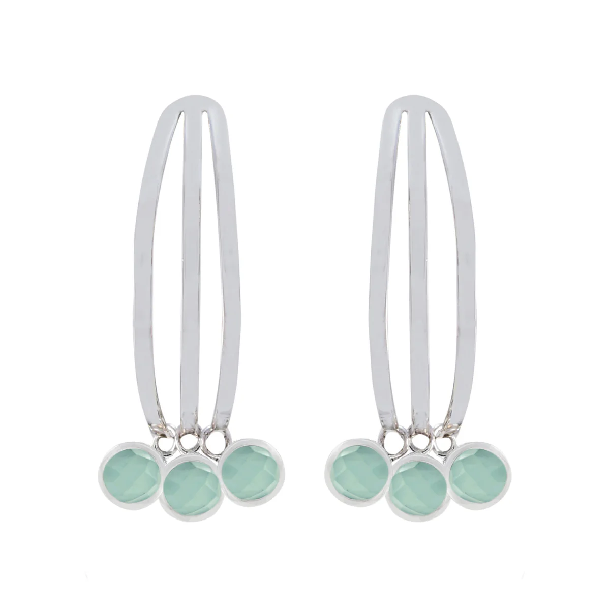 Aqua Chalcedony Korean Nayara multiple Stud Green 92.5 Silver Earring