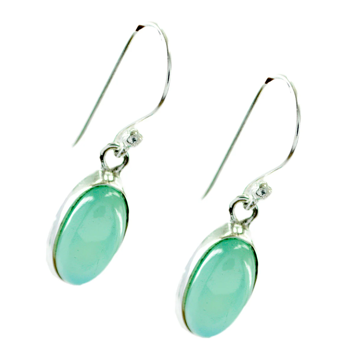 Aqua Chalcedony Latin American Savannah Solitaire Dangle Green 92.5 Silver Earring - Image 3