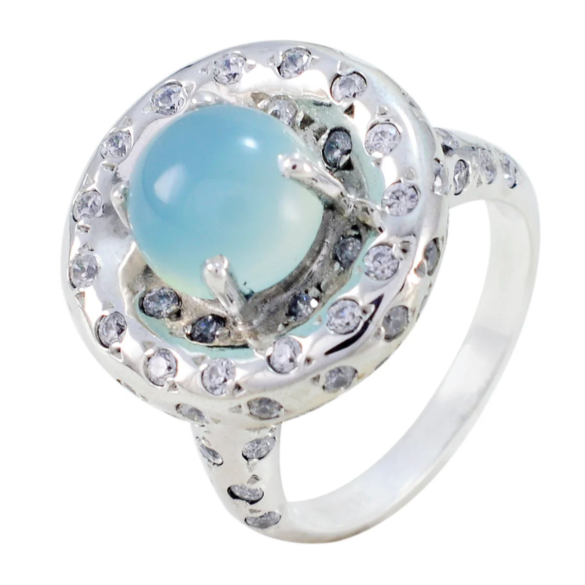 Aqua Chalcedony multiple African Silver Green Gems Versatile Abstract Ring Jewellery