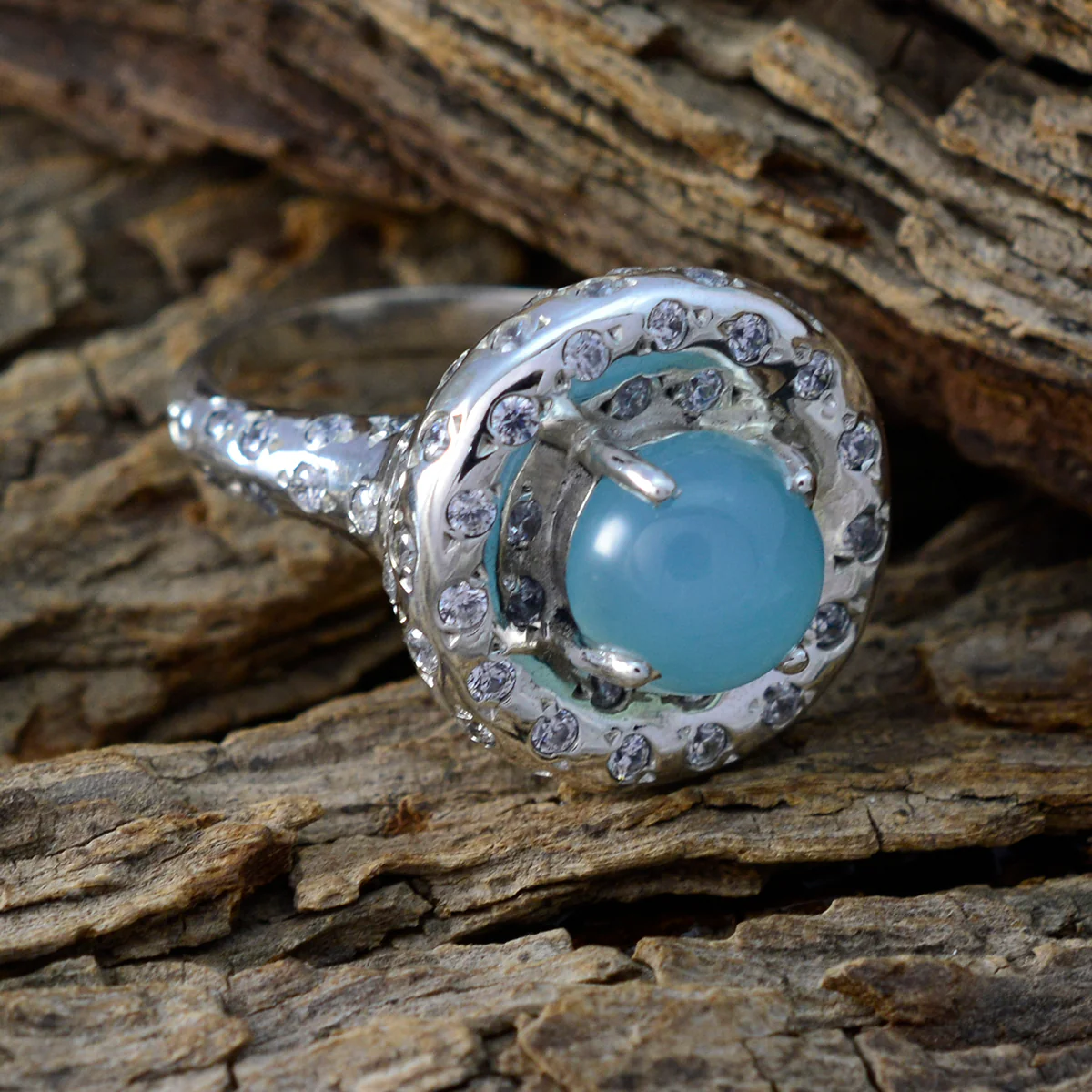Aqua Chalcedony multiple African Silver Green Gems Versatile Abstract Ring Jewellery - Image 3