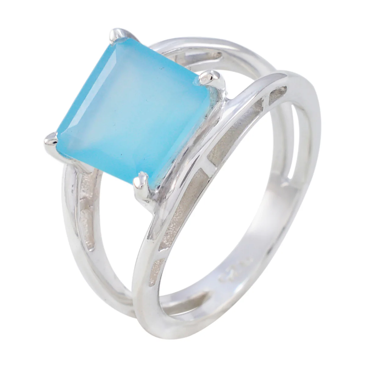 Aqua Chalcedony Solitaire African 925 Silver Green Gemstones Tiny Luxurious Ring Jewellery - Image 2