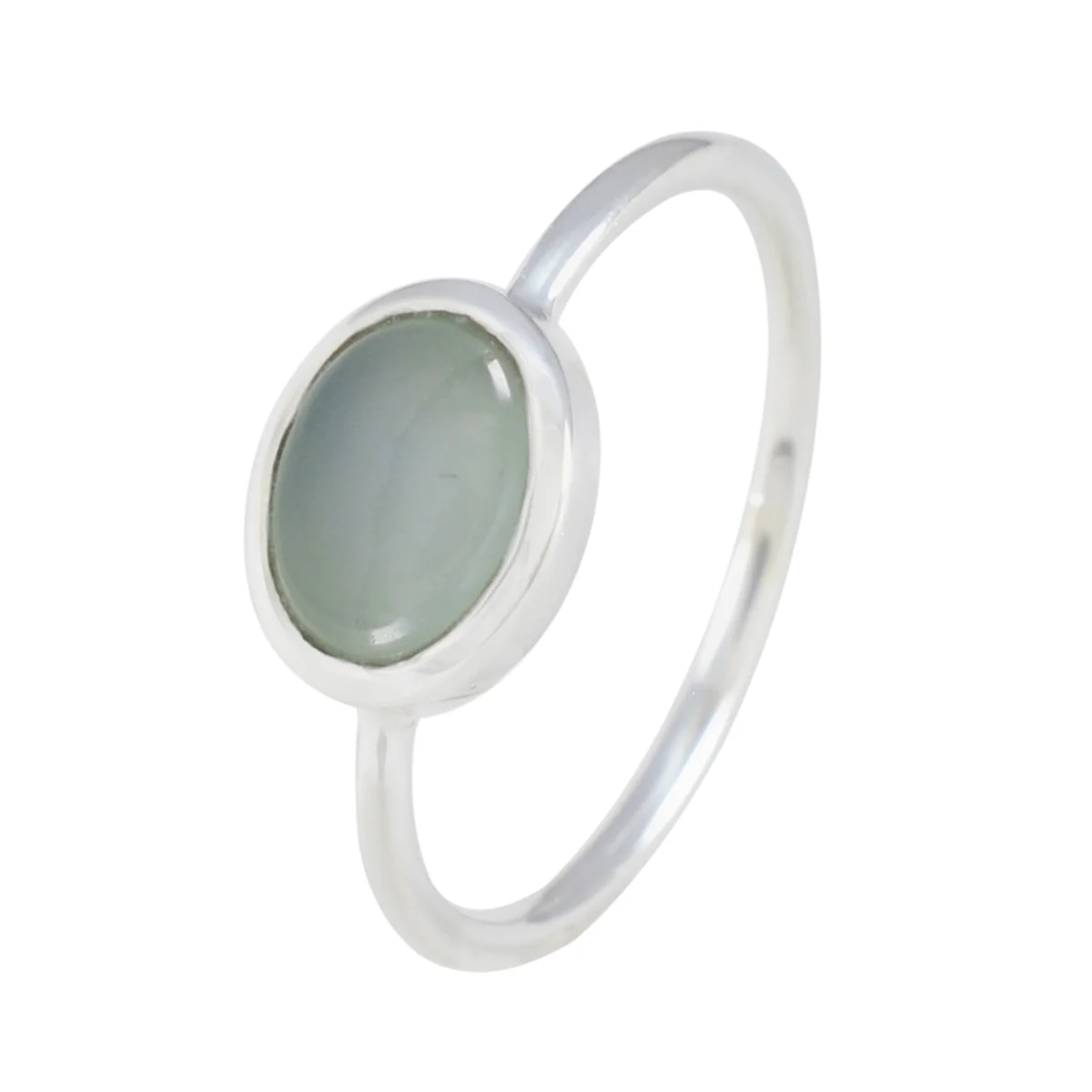 Aqua Chalcedony Solitaire American Silver Green Gems Elegant  Feminine Ring Jewellery - Image 2