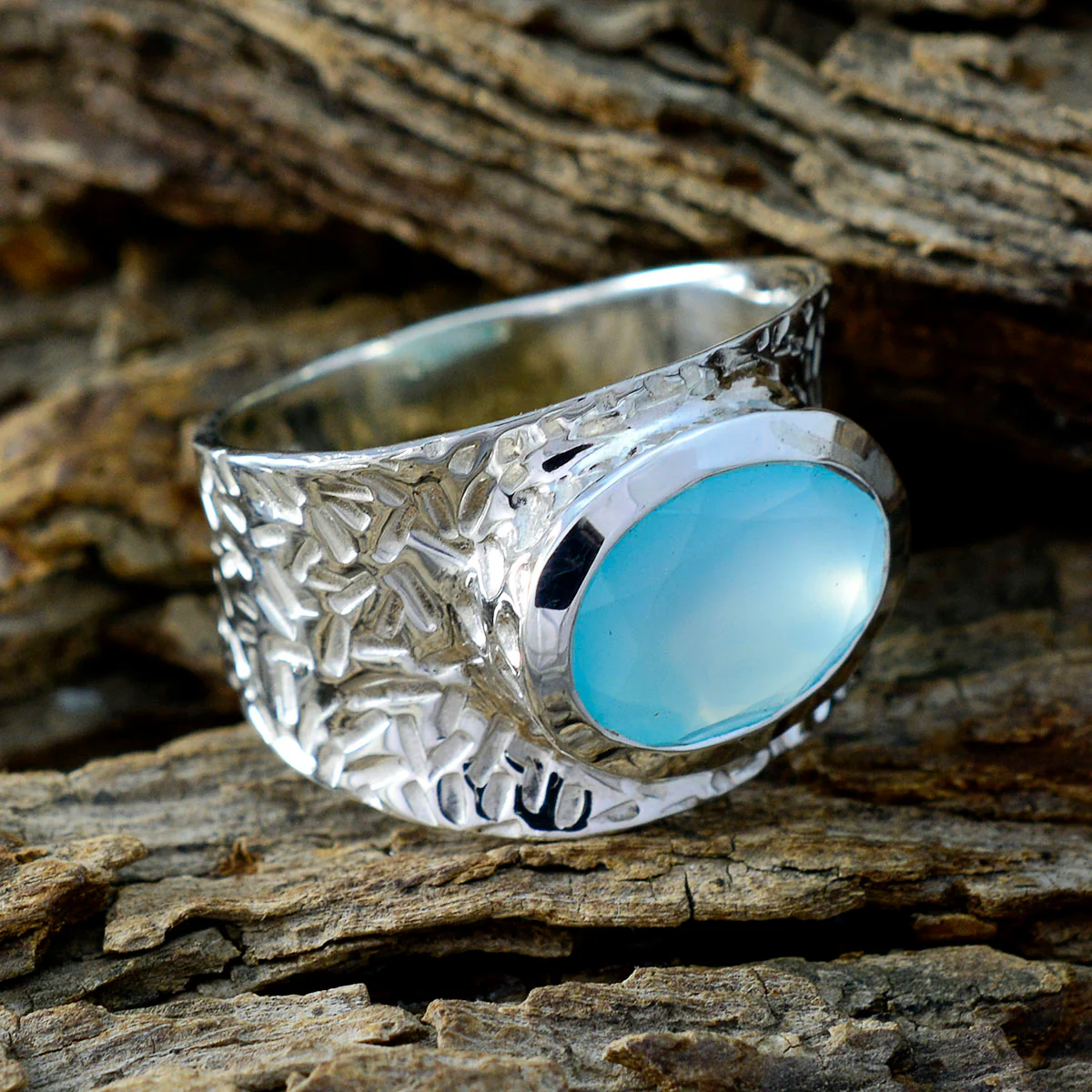 Aqua Chalcedony Solitaire German 925 Silver Green Gemstone Essential engravings Ring Jewellery - Image 3