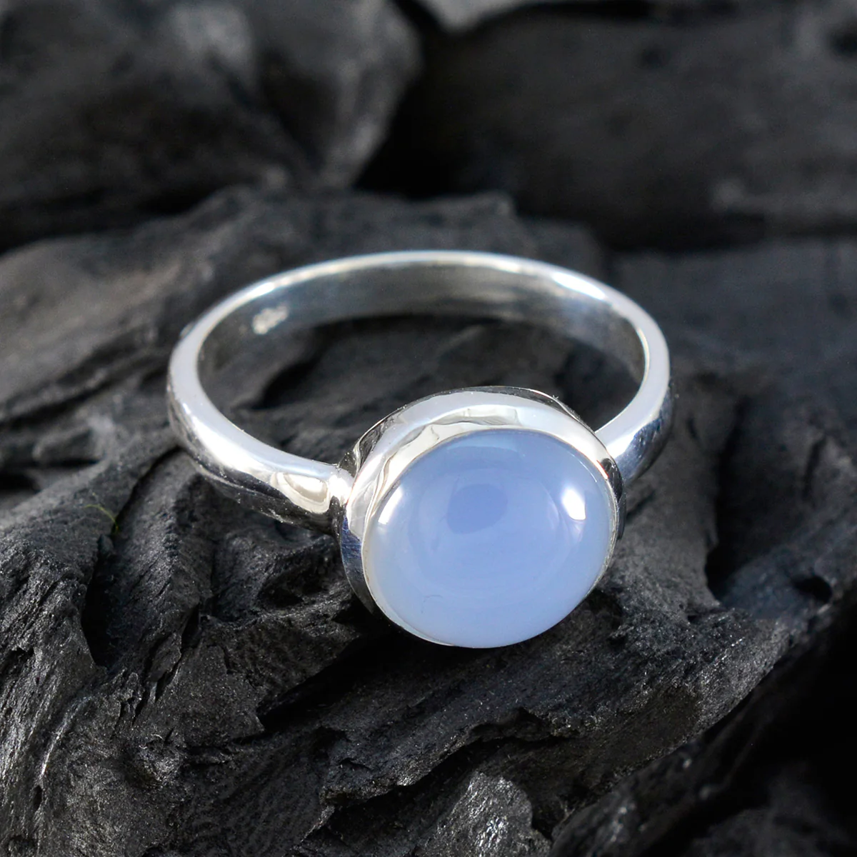 Aqua Chalcedony Solitaire Russian 925 Silver Green Gems Slim Modern Ring Jewelry - Image 4