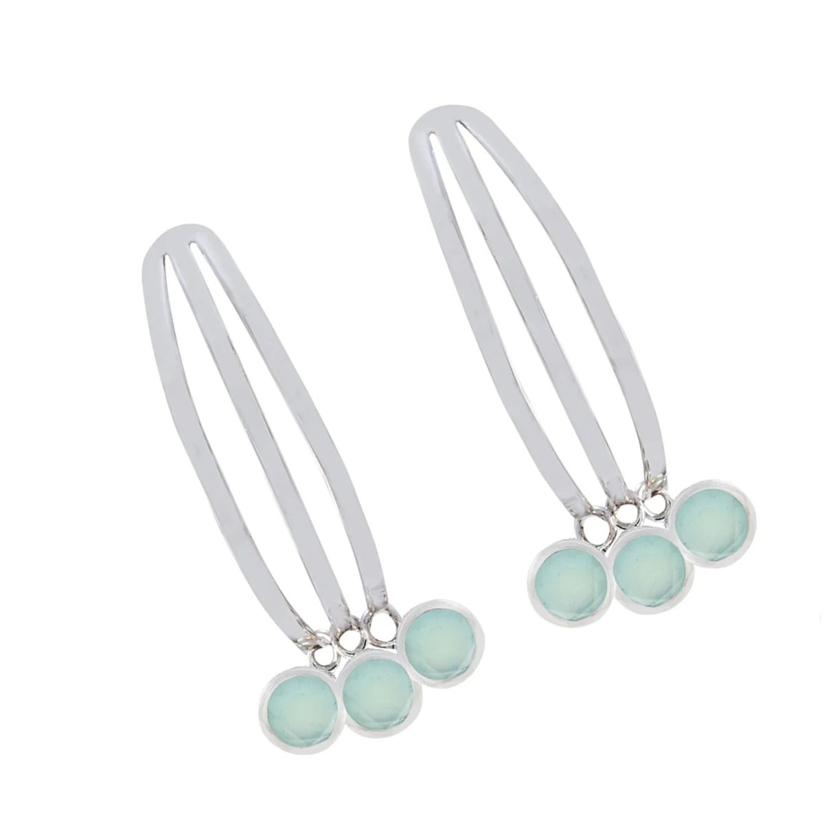 Aqua Chalcedony Turkish Patricia multiple Stud Green Silver Earring - Image 2