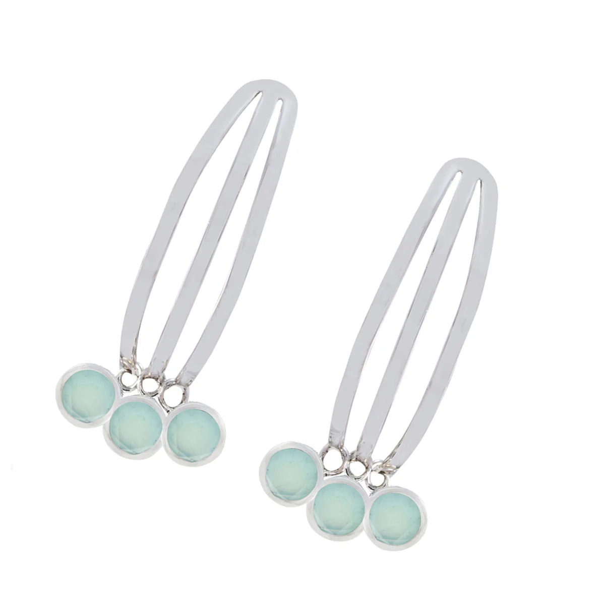 Aqua Chalcedony Turkish Patricia multiple Stud Green Silver Earring - Image 3
