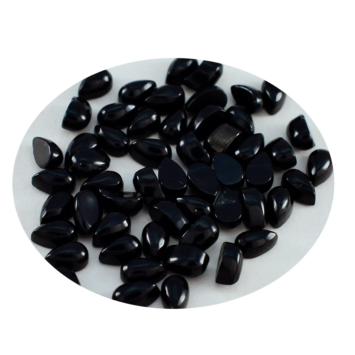 Black Onyx 10PC Tiny 3x5 MM Pear Cabochon Black Fine semi Precious Loose Gemstone - Image 2