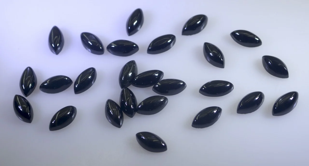 Black Onyx 10PC Tiny 3x6 MM Marquise Cabochon Black Polished semi Precious Loose Gemstones - Image 3