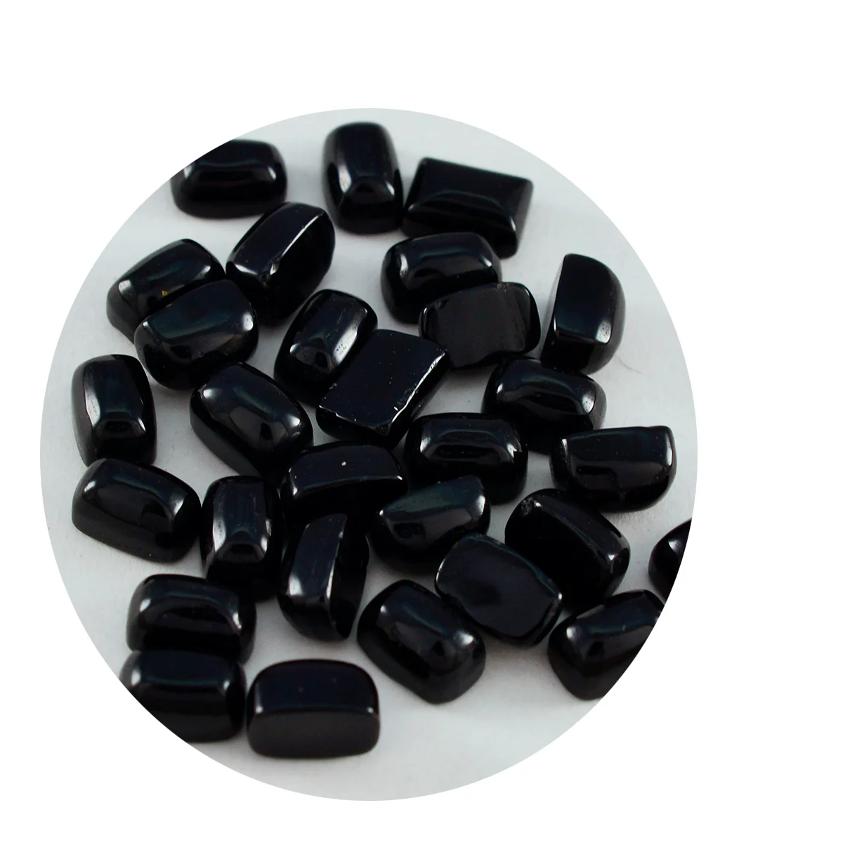 Black Onyx 10PC Tiny 4x6 MM Emerald Cabochon Black Fiery semi Precious Loose Gemstone - Image 2