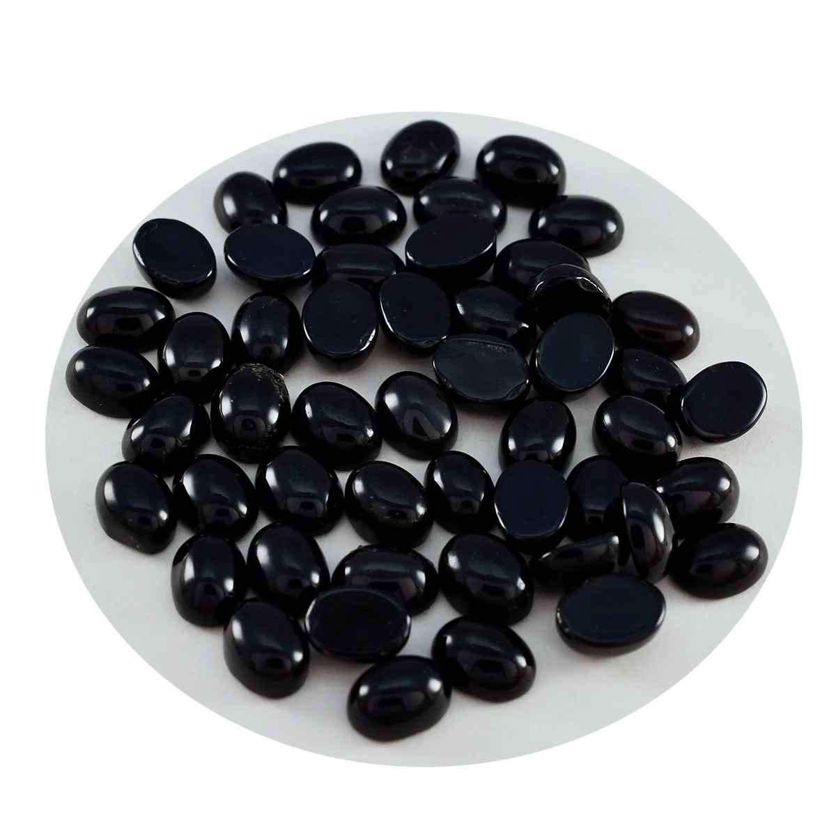 Black Onyx 10PC Tiny 4x6 MM Oval Cabochon Black Pure semi Precious Loose Gemstones - Image 2