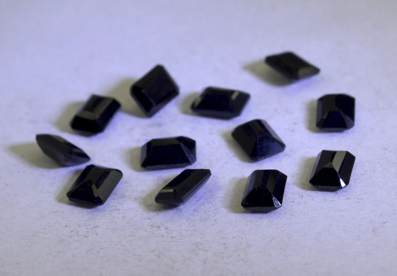 Black Onyx 1PC Medium 7x10 MM Emerald Faceted Black Brilliant Semi Precious Loose Gemstones - Image 2