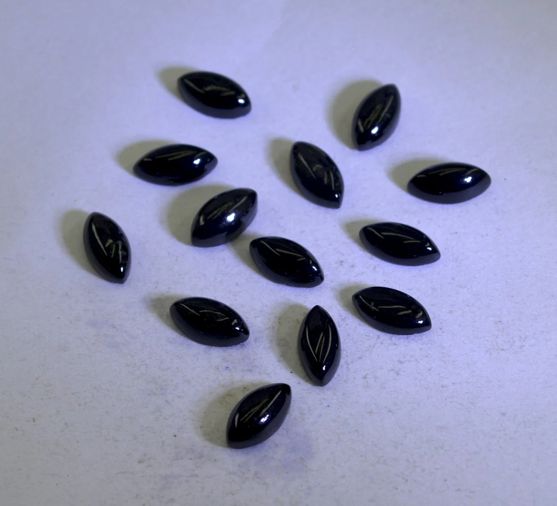 Black Onyx 1PC Small 5x10 MM Marquise Cabochon Black Luster semi Precious Precious Gemstone - Image 3