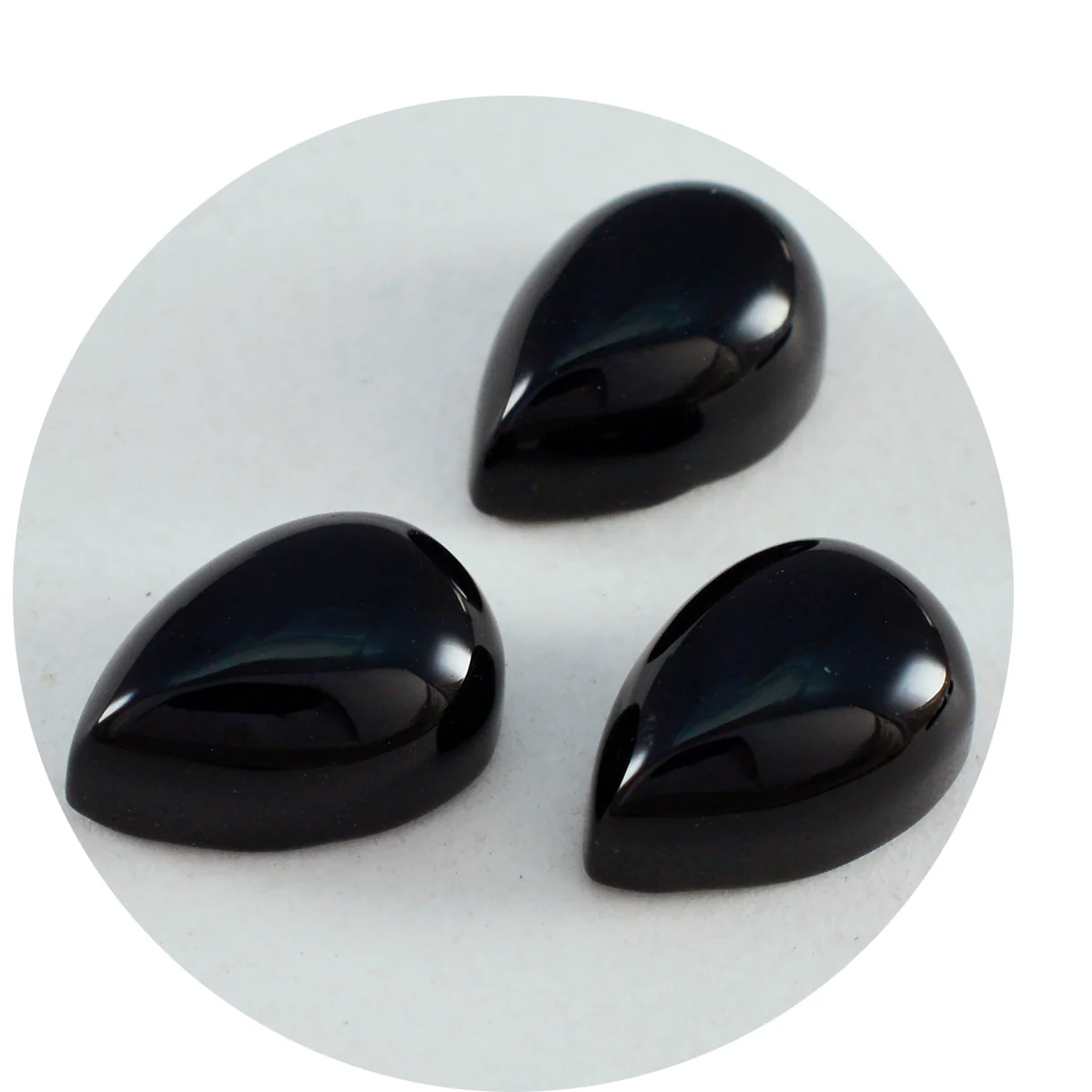 Black Onyx 1PC Small 7x9 MM Pear Cabochon Black Pure semi Precious Loose Gems - Image 2
