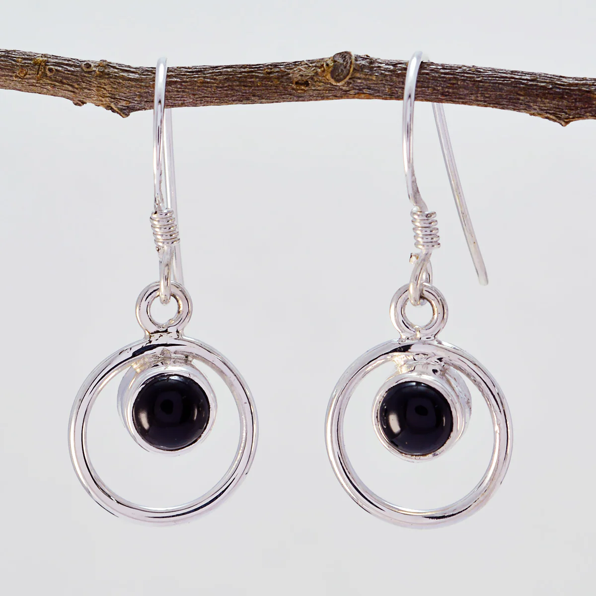 Black Onyx African Audrey multiple Dangle Black 92.5 Silver Earring - Image 2