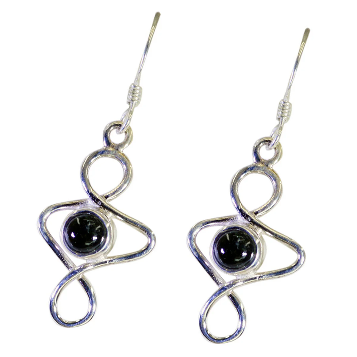 Black Onyx American Ellie Solitaire Dangle Black Silver Earring - Image 3