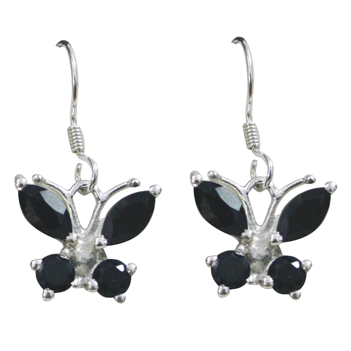 Black Onyx American Emi multiple Dangle Black 925 Silver Earring - Image 3