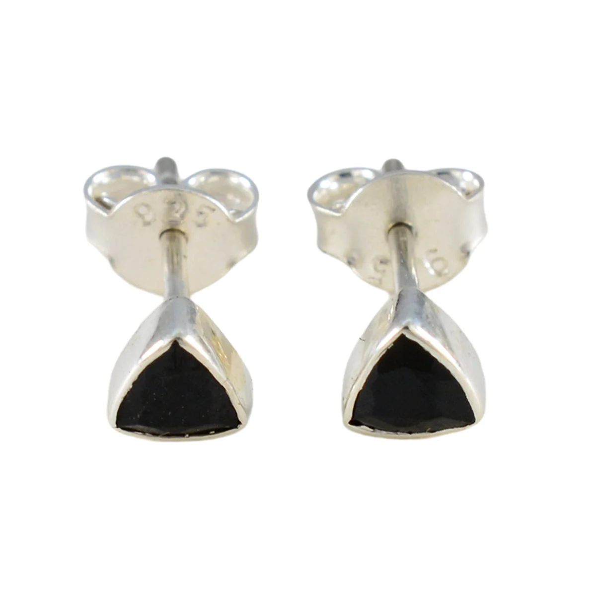 Black Onyx American María Solitaire Stud Black 925 Silver Earring