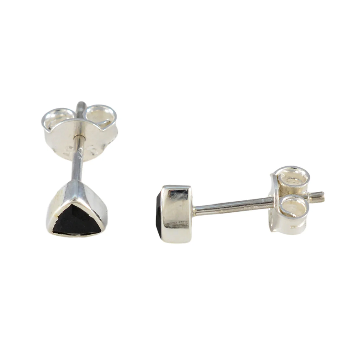 Black Onyx American María Solitaire Stud Black 925 Silver Earring - Image 2