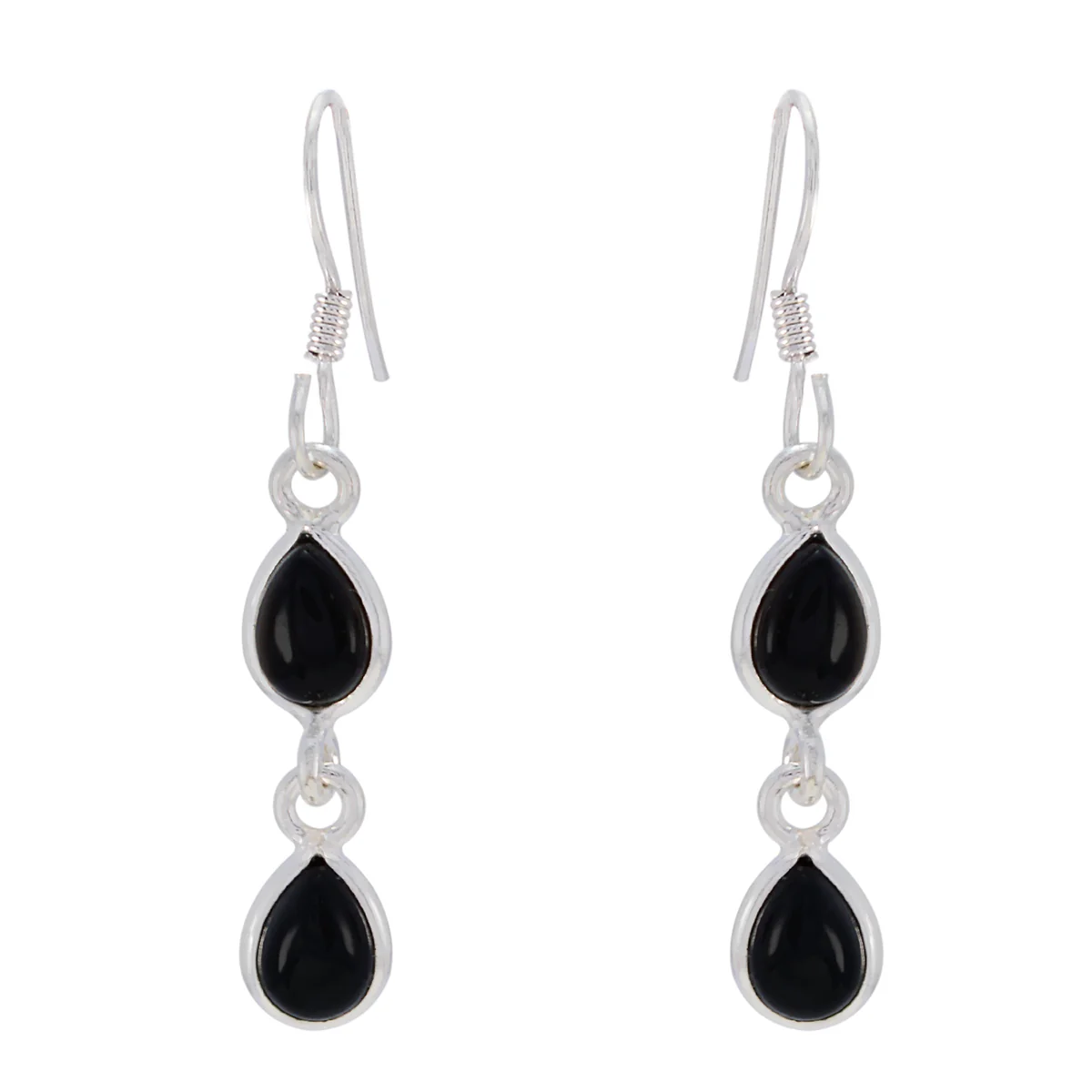 Black Onyx American Valentina multiple Dangle Black 925 Sterling Silver Earring