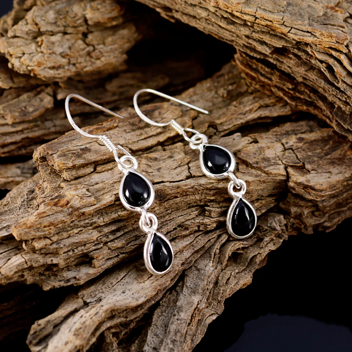 Black Onyx American Valentina multiple Dangle Black 925 Sterling Silver Earring - Image 3