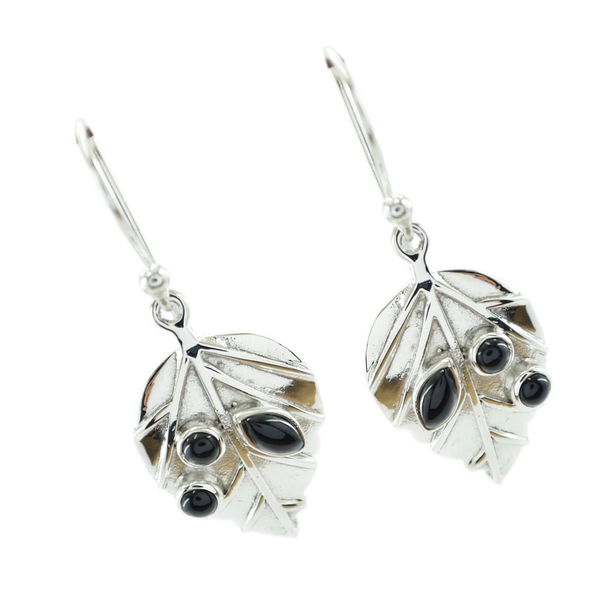 Black Onyx Australian Hanna multiple Dangle Black 92.5 Silver Earring - Image 3