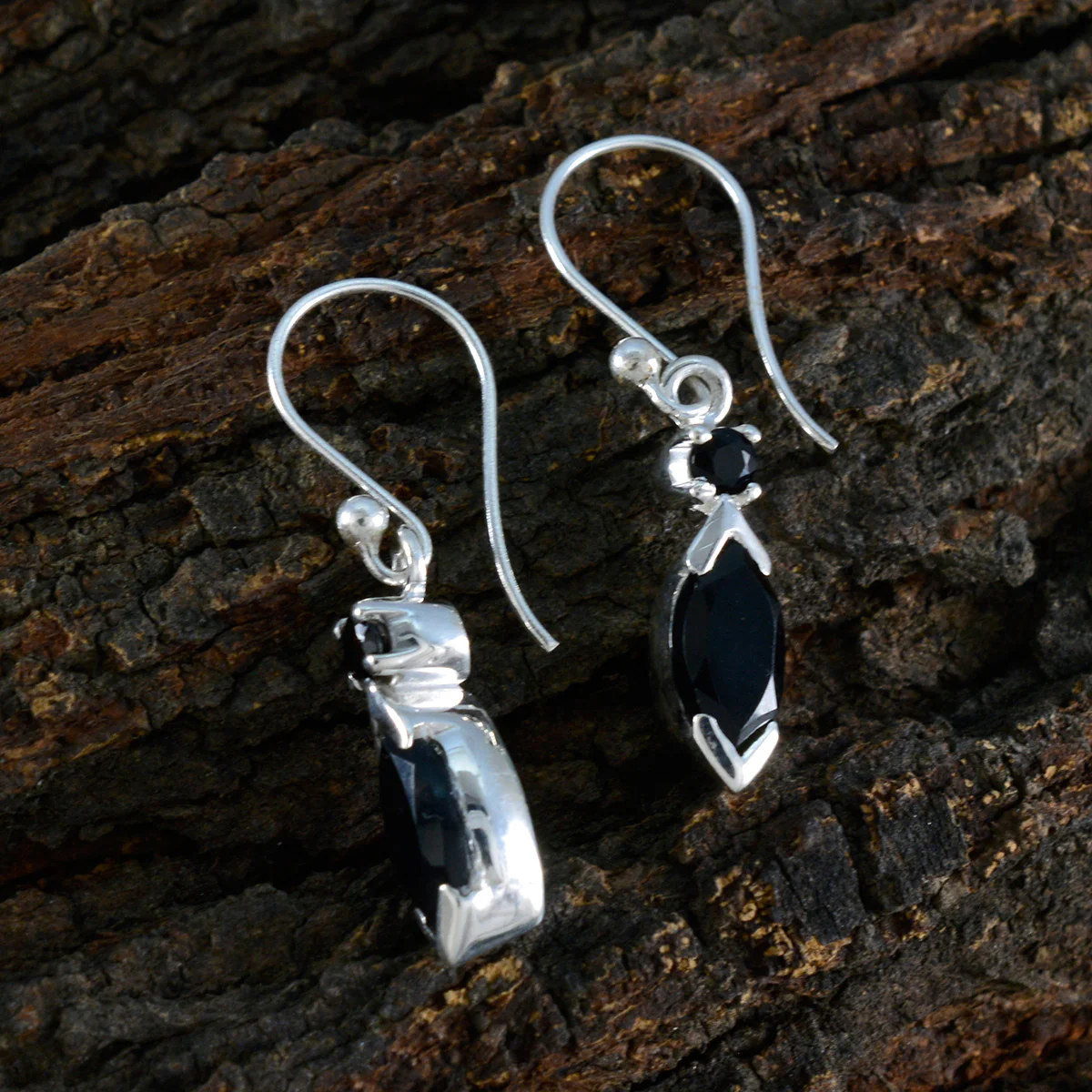 Black Onyx Australian Lucy Toi et Moi Dangle Black 92.5 Silver Earring - Image 3