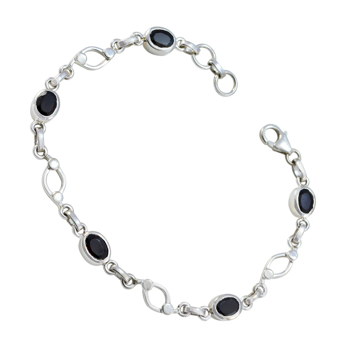 Black Onyx Christmas Jumper Day Dainty Black Sterling Silver Links Bracelet - Image 2