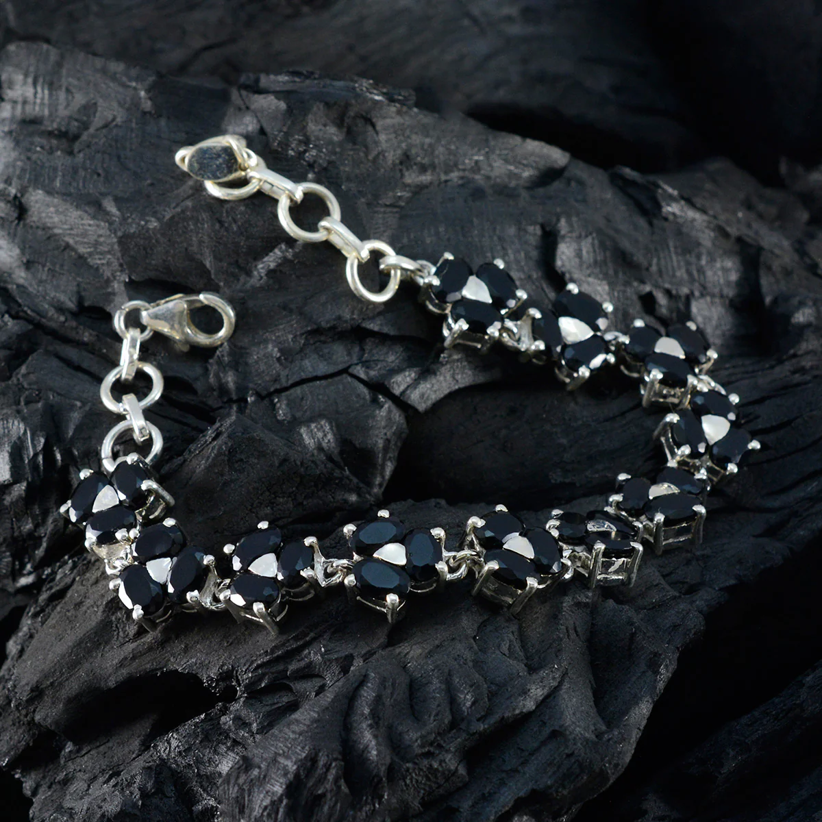 Black Onyx Cinco de Mayo Mid-weight Black 925 Silver Links Bracelet - Image 5